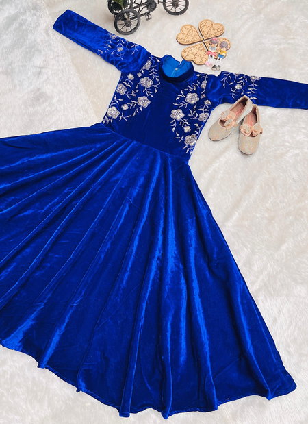 OC 230 Heavy Viscose  Velvet With Heavy Embroidery Sequence Work With Full Sleeves Gown Exporters In India